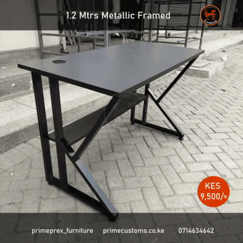 9500MetallicGrey Stylish metallic-framed desk.