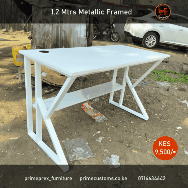 Stylish metallic-framed desk.