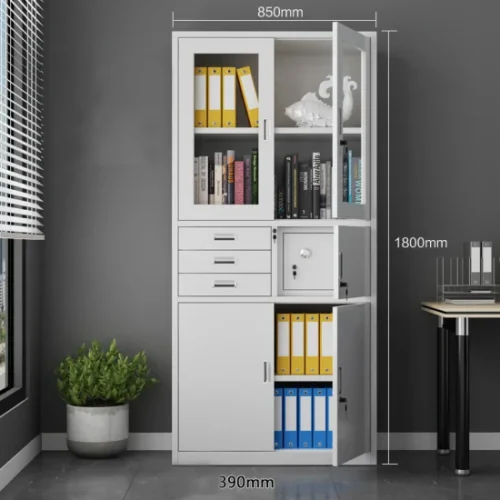 Customized-OEM-Metal-Office-Furniture-Cabinet-with-Draw-Steel-File-Storage-Cabinet 2-Door Metal Office Cabinet with Safe.